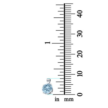 Round Simulated Aquamarine CZ Charm Pendant 925 Sterling Silver (8mm)